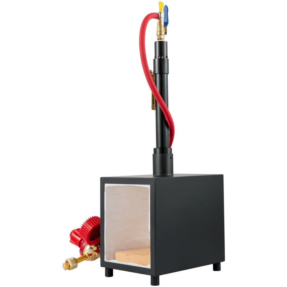 VEVOR Gas schmiedeofen 1350 °C, Brenner Schmiede aus Eisen 6 L, Schmiedeofen ein Brenner, Auskleidung mit Aluminiumsilikatfaser, Metallschmiede Max. Leistung 76,8 kWh / 262.000 BTU, Eckig, 7,5 kg