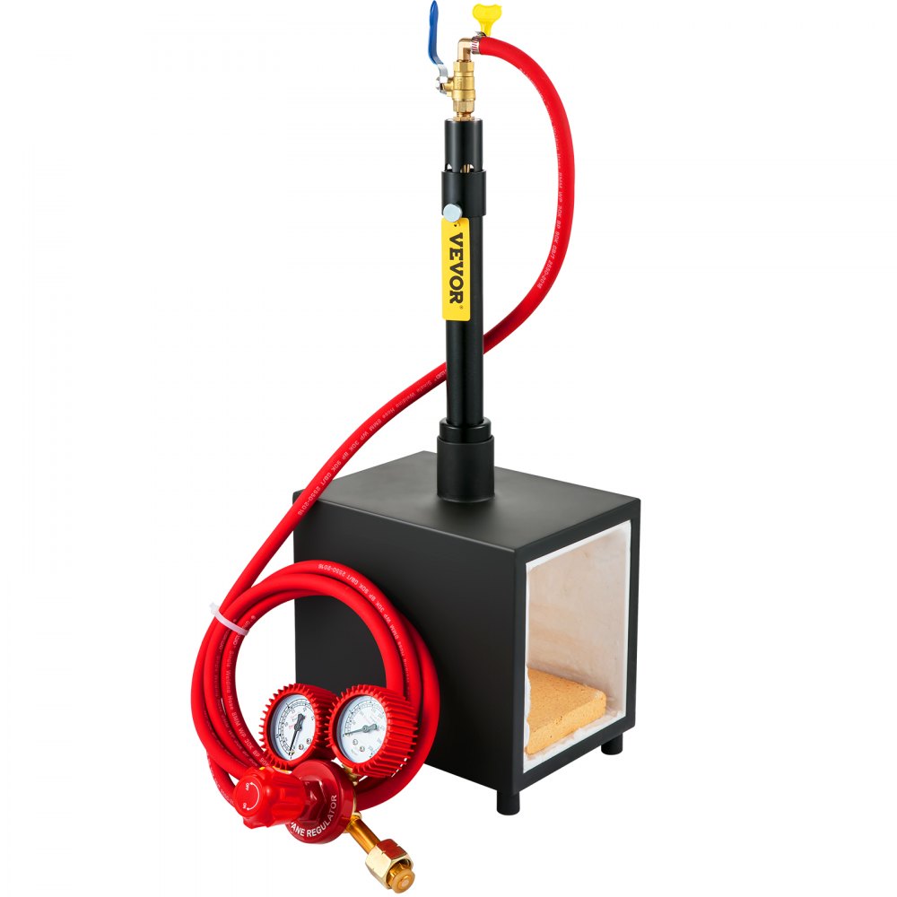 VEVOR Gas schmiedeofen 1350 °C, Brenner Schmiede aus Eisen 6 L, Schmiedeofen ein Brenner, Auskleidung mit Aluminiumsilikatfaser, Metallschmiede Max. Leistung 76,8 kWh / 262.000 BTU, Eckig, 7,5 kg
