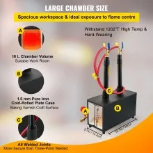 VEVOR Gas schmiedeofen Max. 1350 °C, Brenner Schmiede 10 L, Schmiedeofen zwei Brenner, Auskleidung mit Aluminiumsilikatfaser, Metallschmiede Max. Leistung 153,6 kWh / 524.000 BTU, Hufschmied Eckig