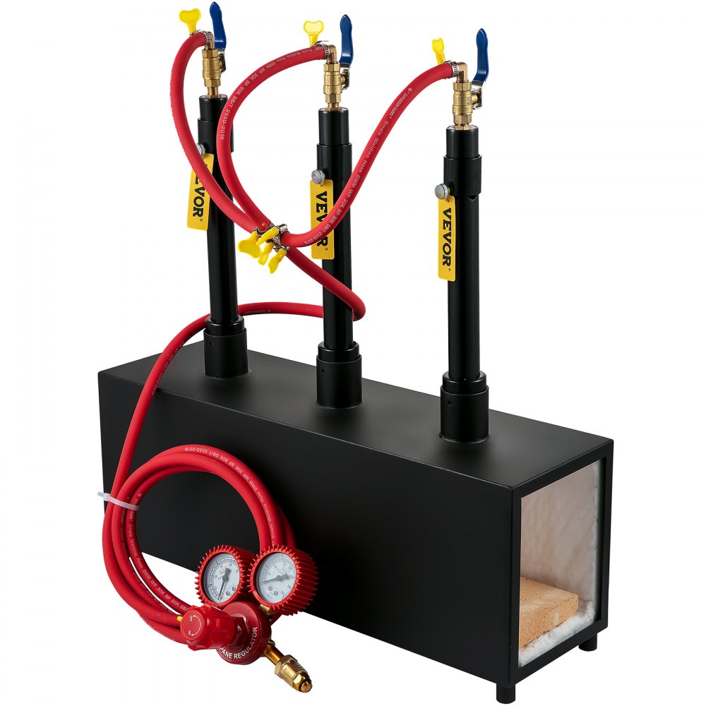 VEVOR Gas schmiedeofen 1350 °C, Brenner Schmiede 15 L, Schmiedeofen drei Brenner, Auskleidung mit Aluminiumsilikatfaser, Metallschmiede Max. Leistung 230,4 kWh / 786.000 BTU, Hufschmied Eckig, 15,4 kg