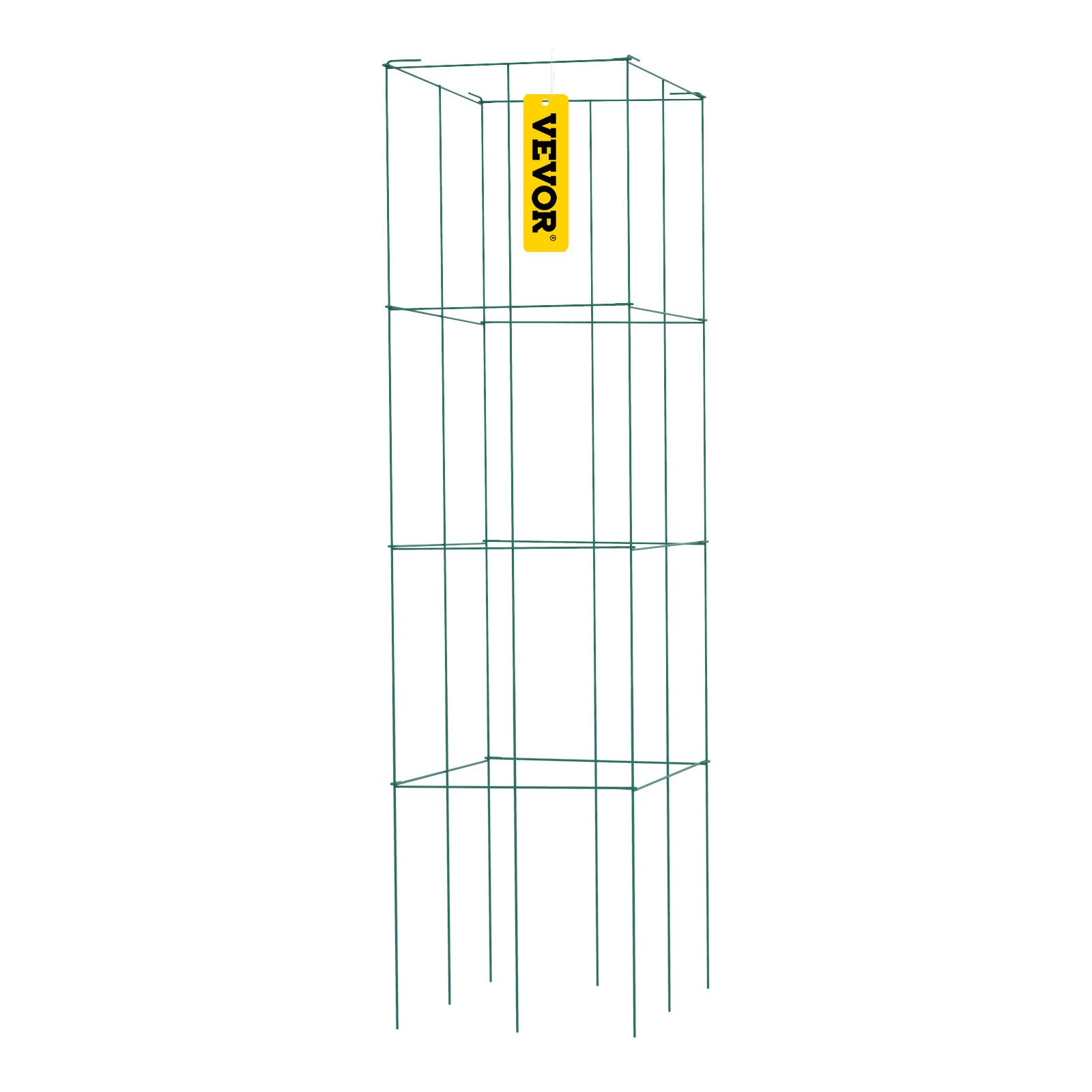 VEVOR Tomatenkäfige, 37 x 37 x 100 cm, 3er-Set quadratische Pflanzenstützkäfige, robuste, grüne Tomatentürme aus PVC-beschichtetem Stahl zum Klettern von Gemüse, Pflanzen, Blumen und Früchten