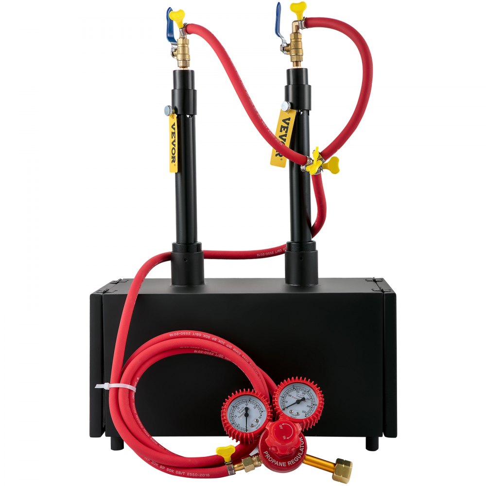 VEVOR Gas schmiedeofen 1350 °C, Brenner Schmiede 10 L, Schmiedeofen Doppelbrenner mit Auskleidungsmaterial Aluminiumsilikatfaser, Metallschmiede Max. Leistung 153,6 kWh / 524.000 BTU, Gasdruckregler