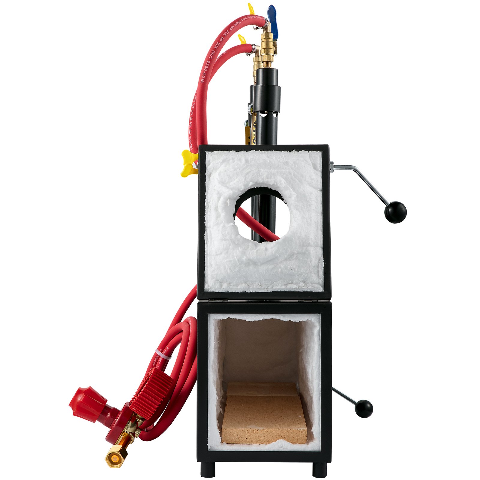 VEVOR Gas schmiedeofen 1350 °C, Brenner Schmiede 10 L, Schmiedeofen Doppelbrenner mit Auskleidungsmaterial Aluminiumsilikatfaser, Metallschmiede Max. Leistung 153,6 kWh / 524.000 BTU, Gasdruckregler