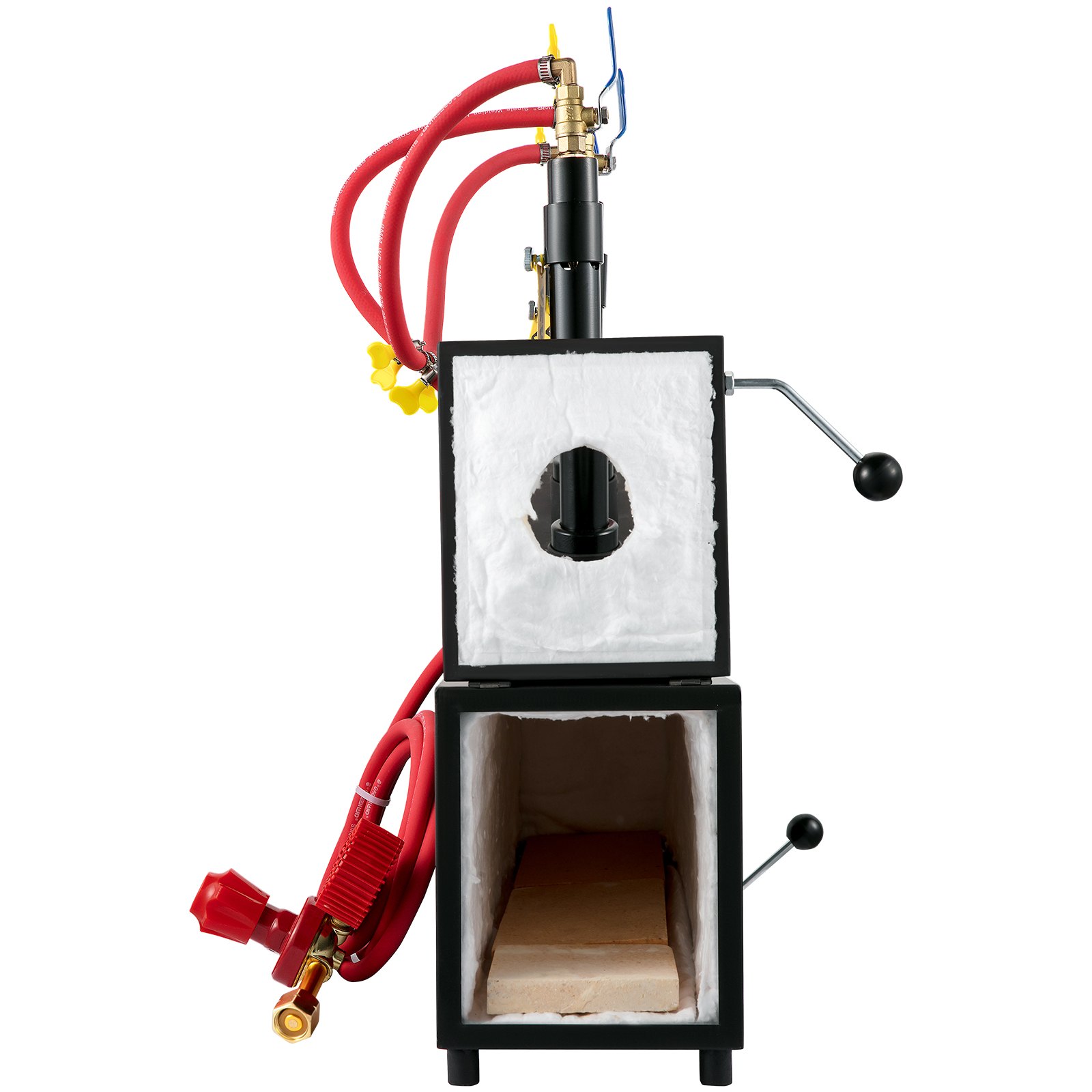 VEVOR Gas schmiedeofen 1350 °C, Brenner Schmiede 15 L, Schmiedeofen drei Brenner Zweitürig Auskleidung mit Aluminiumsilikatfaser, Metallschmiede Max. Leistung 230,4 kWh / 786.000 BTU, Gasdruckregler