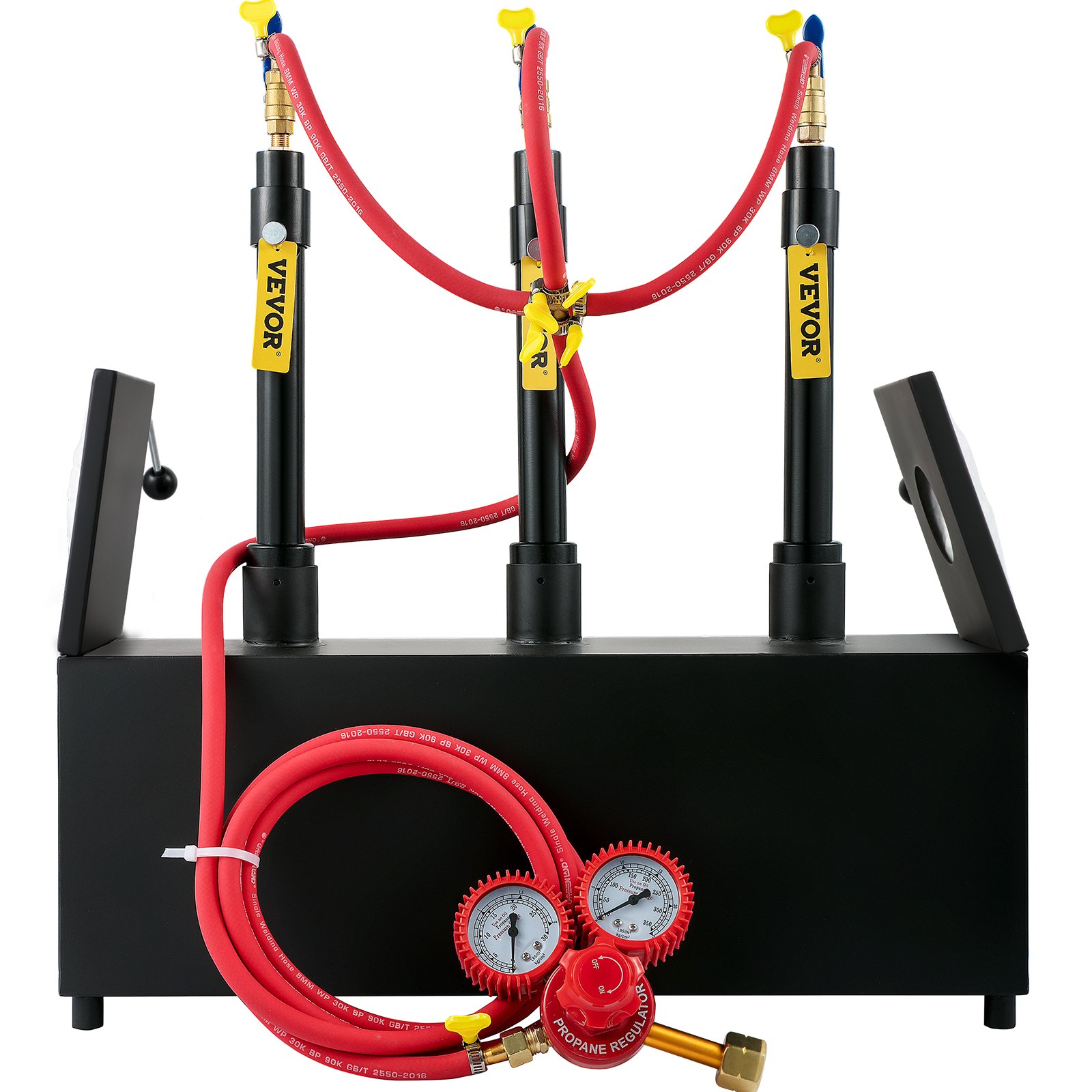 VEVOR Gas schmiedeofen 1350 °C, Brenner Schmiede 15 L, Schmiedeofen drei Brenner Zweitürig Auskleidung mit Aluminiumsilikatfaser, Metallschmiede Max. Leistung 230,4 kWh / 786.000 BTU, Gasdruckregler