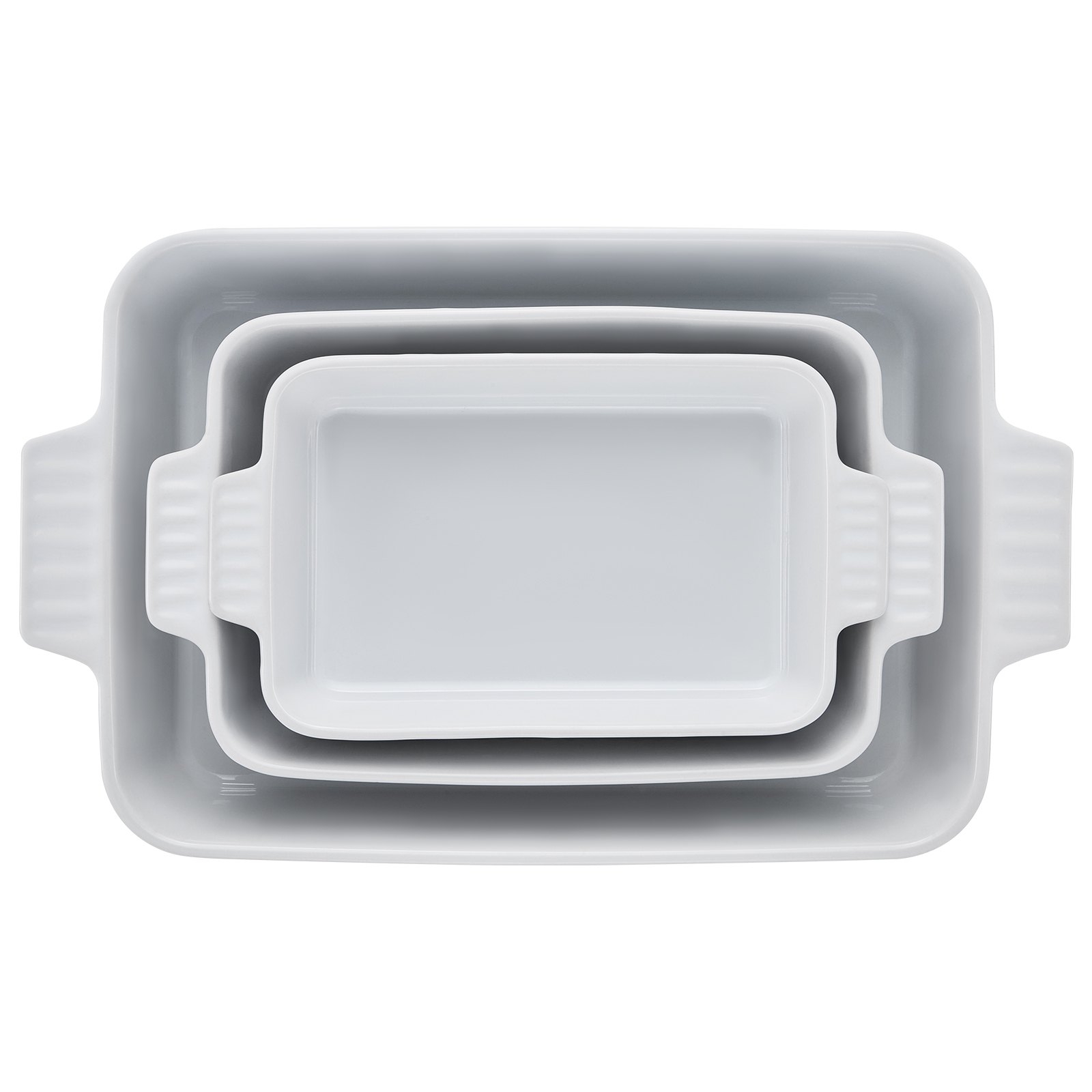 VEVOR Keramik-Auflaufform, 3-teilig, rechteckig, Backgeschirr-Set, tief zum Backen