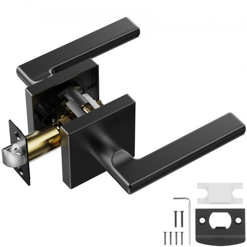 VEVOR 1x Türbeschlag Kompatible Türstärke 35-45mm Türgriff aus Zinklegierung Türklinke OHNE Sperrfunktion Türknauf 60-70mm verstellbar Drückergarnitur 57x26mm Riegelgröße Mattschwarz