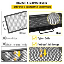 VEVOR Faltbar Quadratischer 914x914mm Grillrost Feuerstelle X-Markierung Schwarz