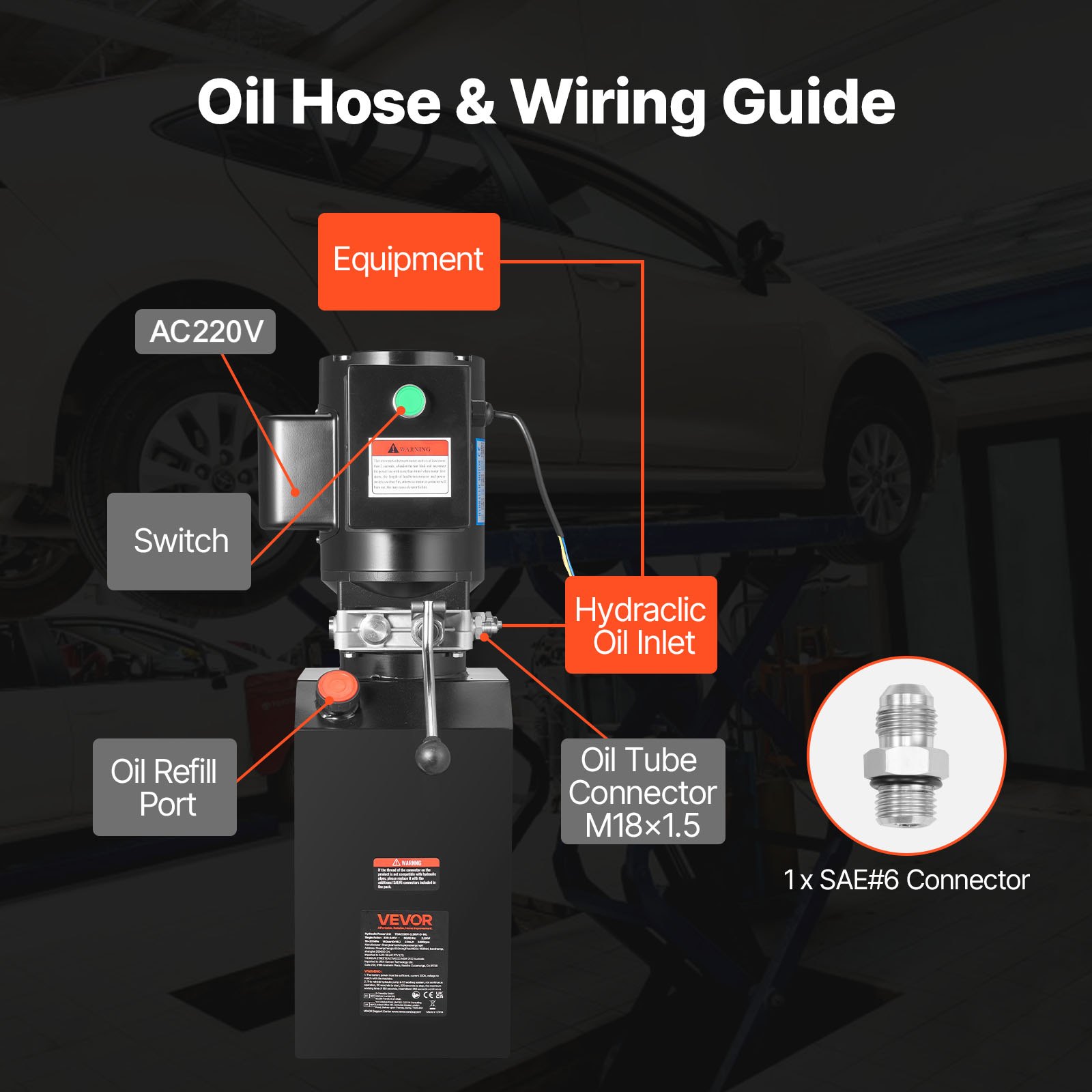 VEVOR 14 Qt Hydraulikaggregat einfachwirkende Stahlpumpe für Kippanhänger, 22 MPa max. Entlastungsdruck & 6,3 L/min Durchflussrate, Hydraulikpumpe mit Metallbehälter zum Anheben von Kippanhängern