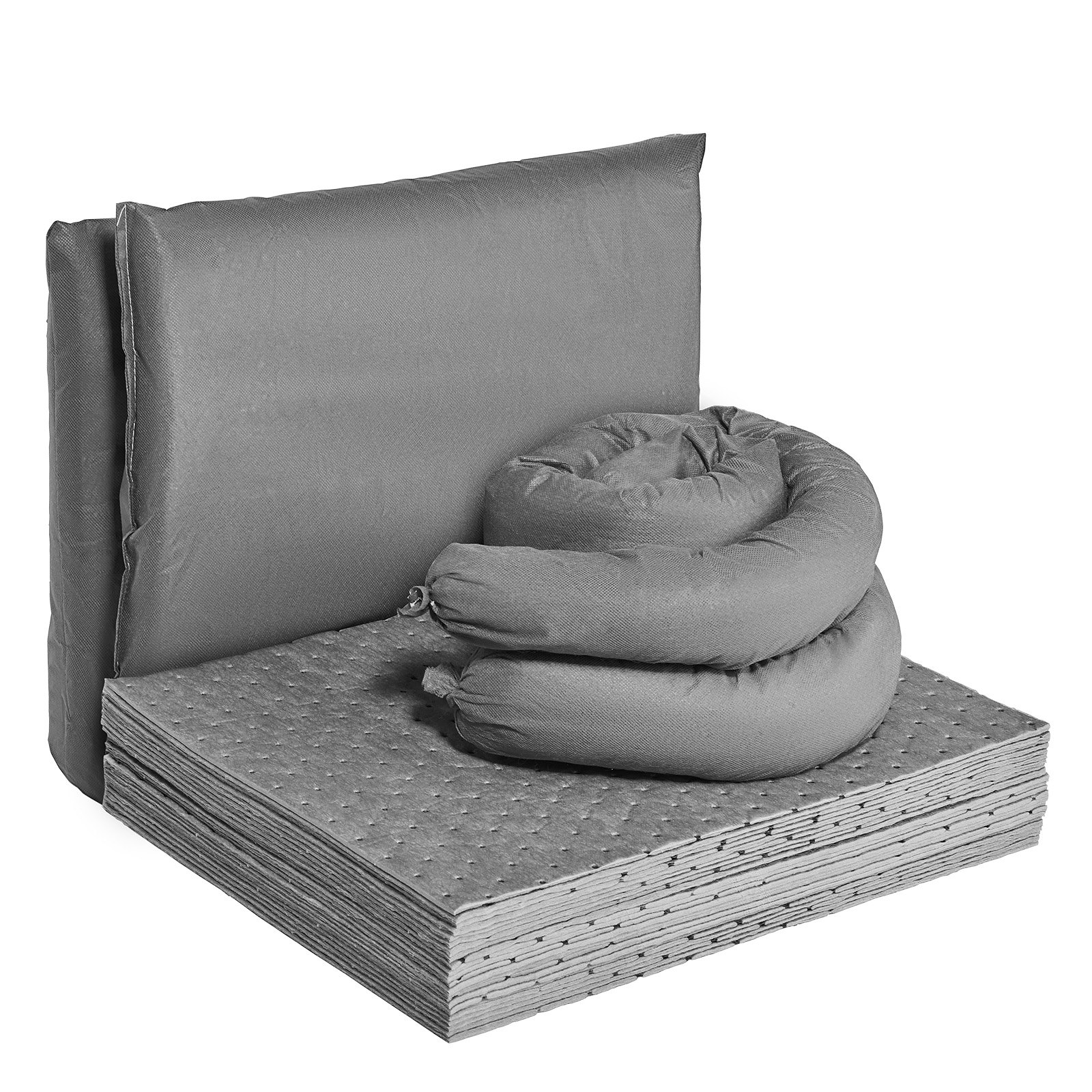VEVOR Universal-Spill-Kit, 43-teiliges Spill-Control-Zubehör, inkl. 30 Universal-Sorptionspads, 2 Universal-Sorptionssocken 91 x 122 cm, 2 Entsorgungskissen, Gummihandschuhe & Tasche