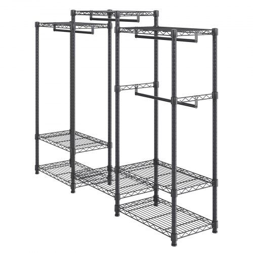 VEVOR Garderobenständer Mit 3 Schubladen, Aus Holz, Verstellbare Stangen (575–1020 Mm), Für Begehbare Kleiderschränke, Tragkraft 362 Kg Belastbar Bis 362 Kg