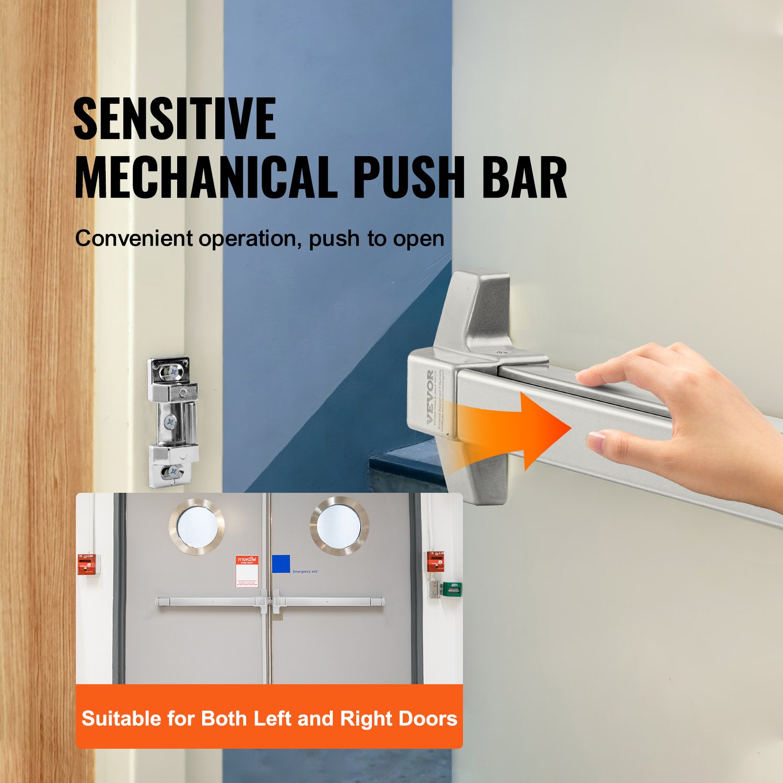 VEVOR Panikstange Ausstiegsgerät Panikausgang Schloss Türschieber 711-1041mm