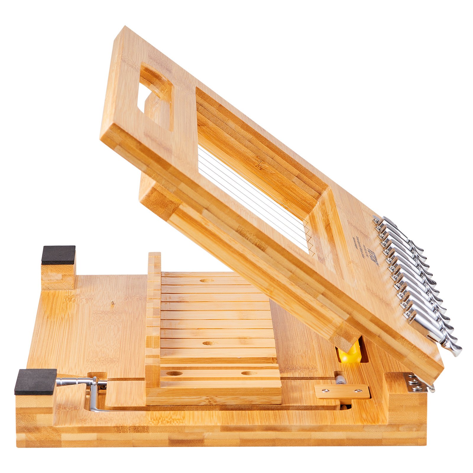 VEVOR Seifenschneider Multifunktionsseifenschneider 12 Perfekte, 2,5 cm Dicke Seifenstücke Handgefertigt Seife DIY Werkzeug 395 mm Schneiddraht, Edelstahl Seifenklingen Kerzen, Käse, Schokolade usw.