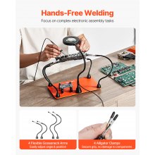 VEVOR Löthilfe Dritte Hand Magnetisch Lötstation LED Lupenlampe 4 PCB-Halter