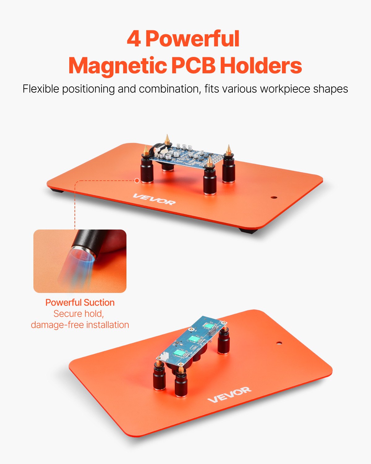 VEVOR Löthilfe Dritte Hand, Magnetische Lötstation, Lötwerkzeug mit 4 flexiblen Armen, mit LED-Vergrößerungslampe, 4 PCB-Säulenhaltern & Basis, für Reparaturen, Basteln, Hobby, Heimwerken