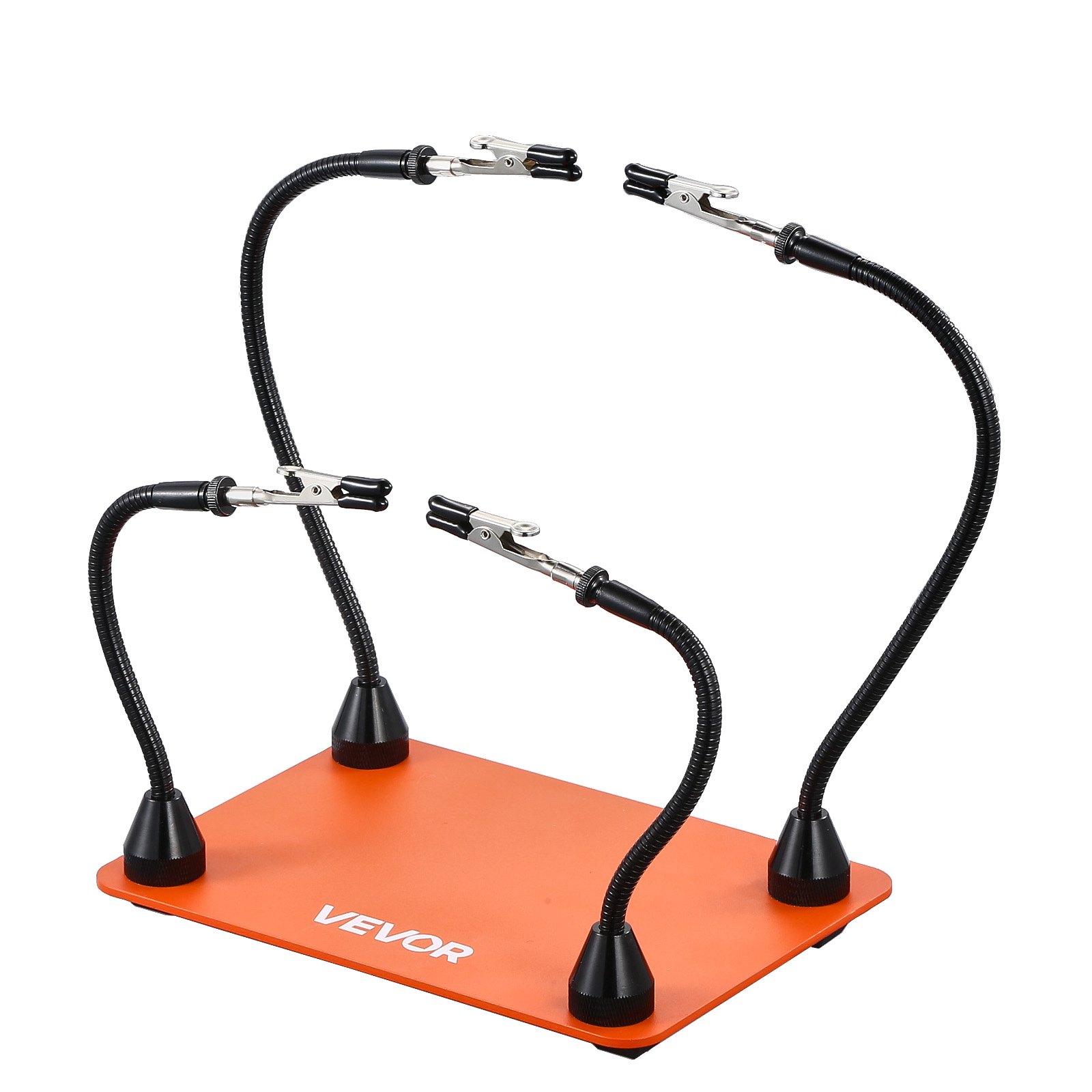 VEVOR Löthilfe Dritte Hand 201x140x3 mm, magnetische Lötstation, 4 flexible Arme, mit Krokodilklemmen und rutschfester Stahlbasis, für elektronische Reparaturen, Basteln, Hobby, Heimwerken