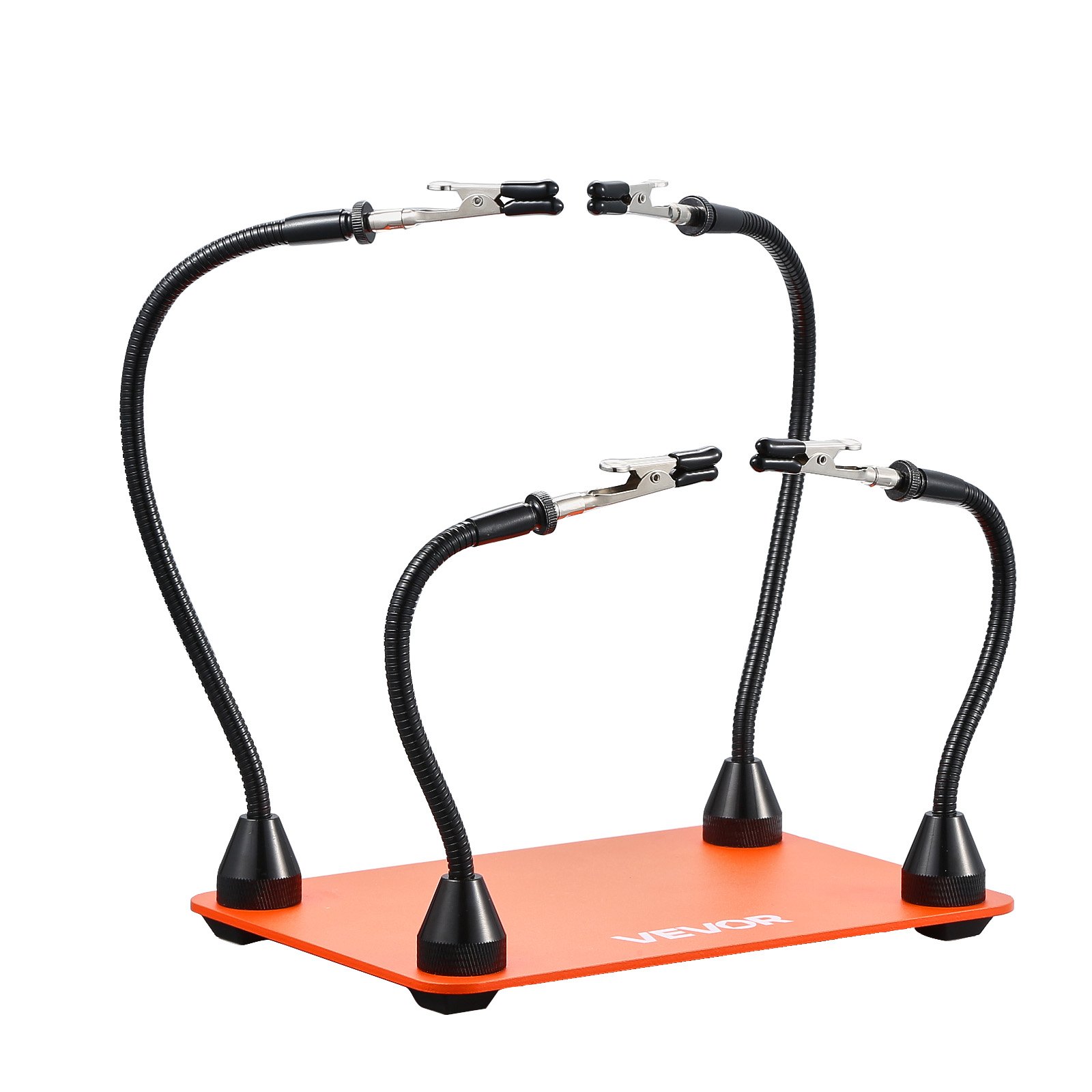 VEVOR Löthilfe Dritte Hand 201x140x3 mm, magnetische Lötstation, 4 flexible Arme, mit Krokodilklemmen und rutschfester Stahlbasis, für elektronische Reparaturen, Basteln, Hobby, Heimwerken
