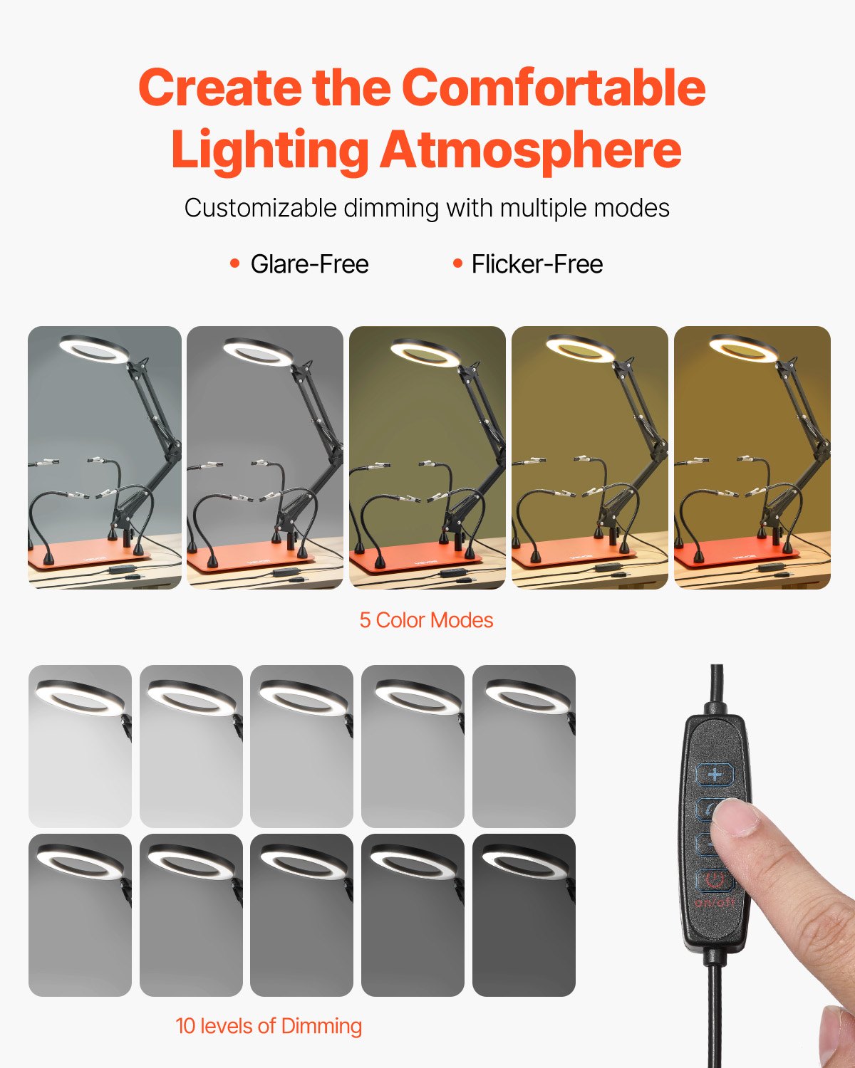 VEVOR Löthilfe Dritte Hand, Magnetische Lötstation, 4 flexible Arme, Werkzeug mit 3-facher LED-Vergrößerungslampe & rutschfester Basis, für elektronische Reparaturen, Basteln, Hobby, Heimwerken