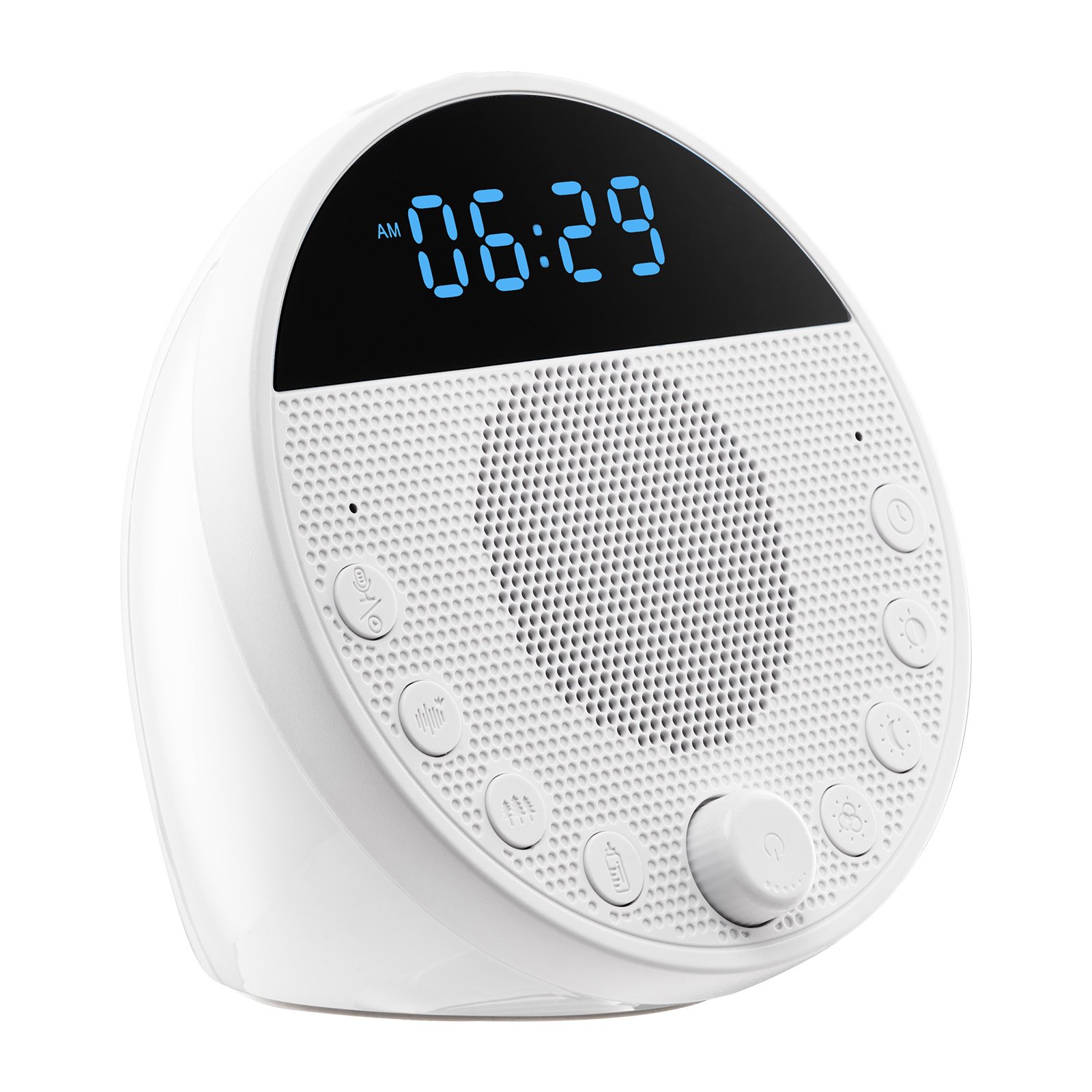 VEVOR Einschlafhilfe, White Noise Machine, 18 Musktitel, 7-farbiges Nachtlicht, 6-in-1-Soundmaschine mit weißem Rauschen & zwei Alarmen, APP, automatischer Abschalttimer & Speicherfunktion