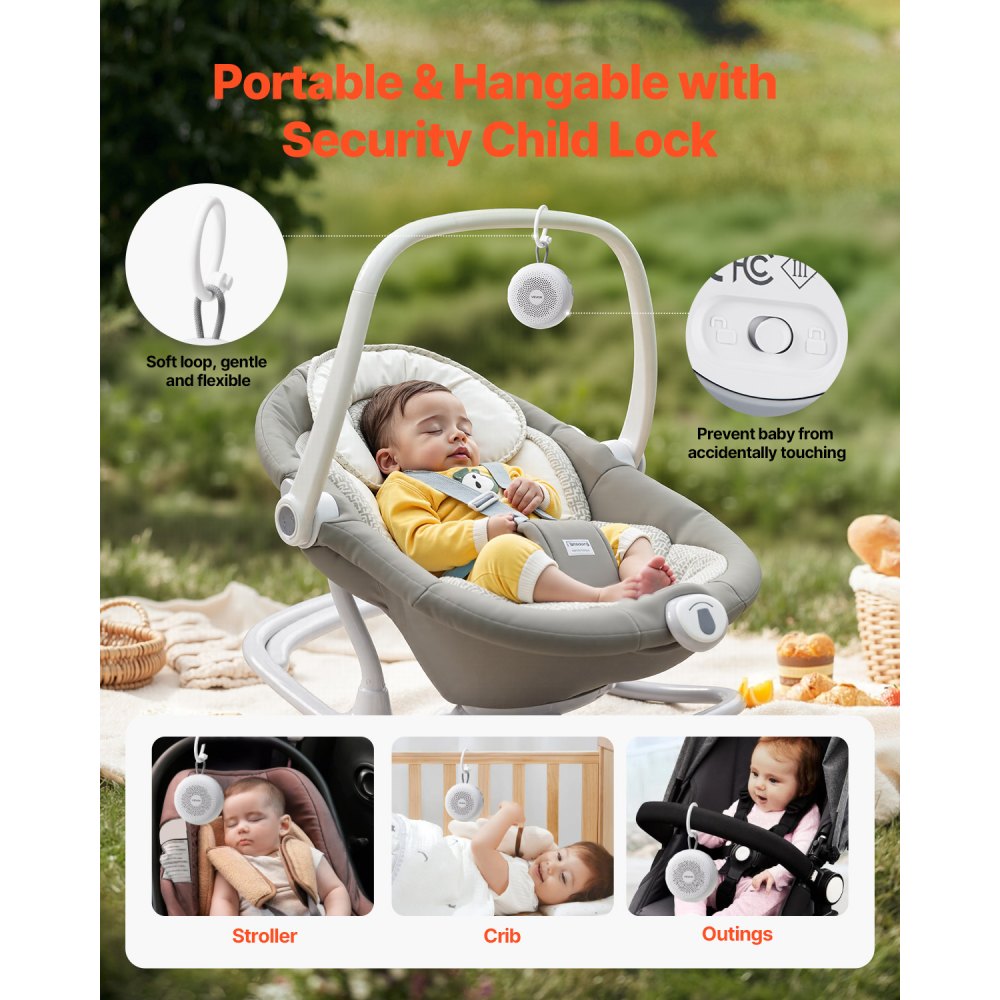 VEVOR Einschlafhilfe, White Noise Machine, 20 Musiktitel, 4-in-1-Soundmaschine mit weißem Rauschen, automatischem Abschalttimer, sanftem Ringlicht, Speicherfunktion & Kindersicherung, Rauschgerät