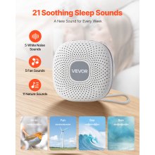 VEVOR Einschlafhilfe, White Noise Machine, 21 Musiktitel, 3-in-1 Soundmaschine mit weißem Rauschen, automatischer Abschaltfunktion, sanftem Ringlicht & Speicherfunktion, Rauschgerät