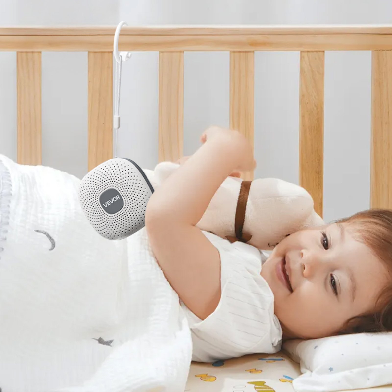 VEVOR Einschlafhilfe, White Noise Machine, 21 Musiktitel, 3-in-1 Soundmaschine mit weißem Rauschen, automatischer Abschaltfunktion, sanftem Ringlicht & Speicherfunktion, Rauschgerät