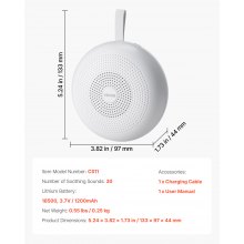 VEVOR Einschlafhilfe, White Noise Machine, 30 Musiktitel, 3-in-1-Soundmaschine mit weißem Rauschen, automatischer Abschaltfunktion, sanftem Ringlicht & Speicherfunktion, Rauschgerät