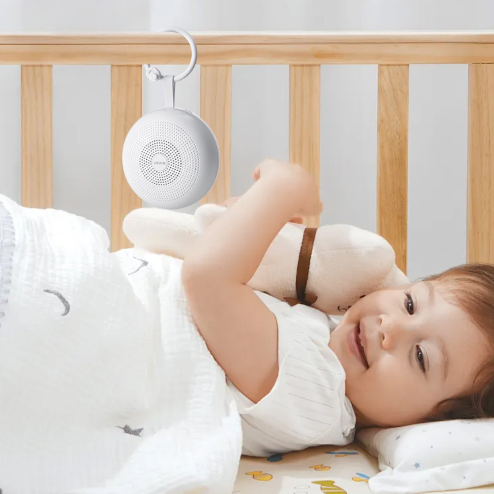 VEVOR Einschlafhilfe, White Noise Machine, 30 Musiktitel, 3-in-1-Soundmaschine mit weißem Rauschen, automatischer Abschaltfunktion, sanftem Ringlicht & Speicherfunktion, Rauschgerät