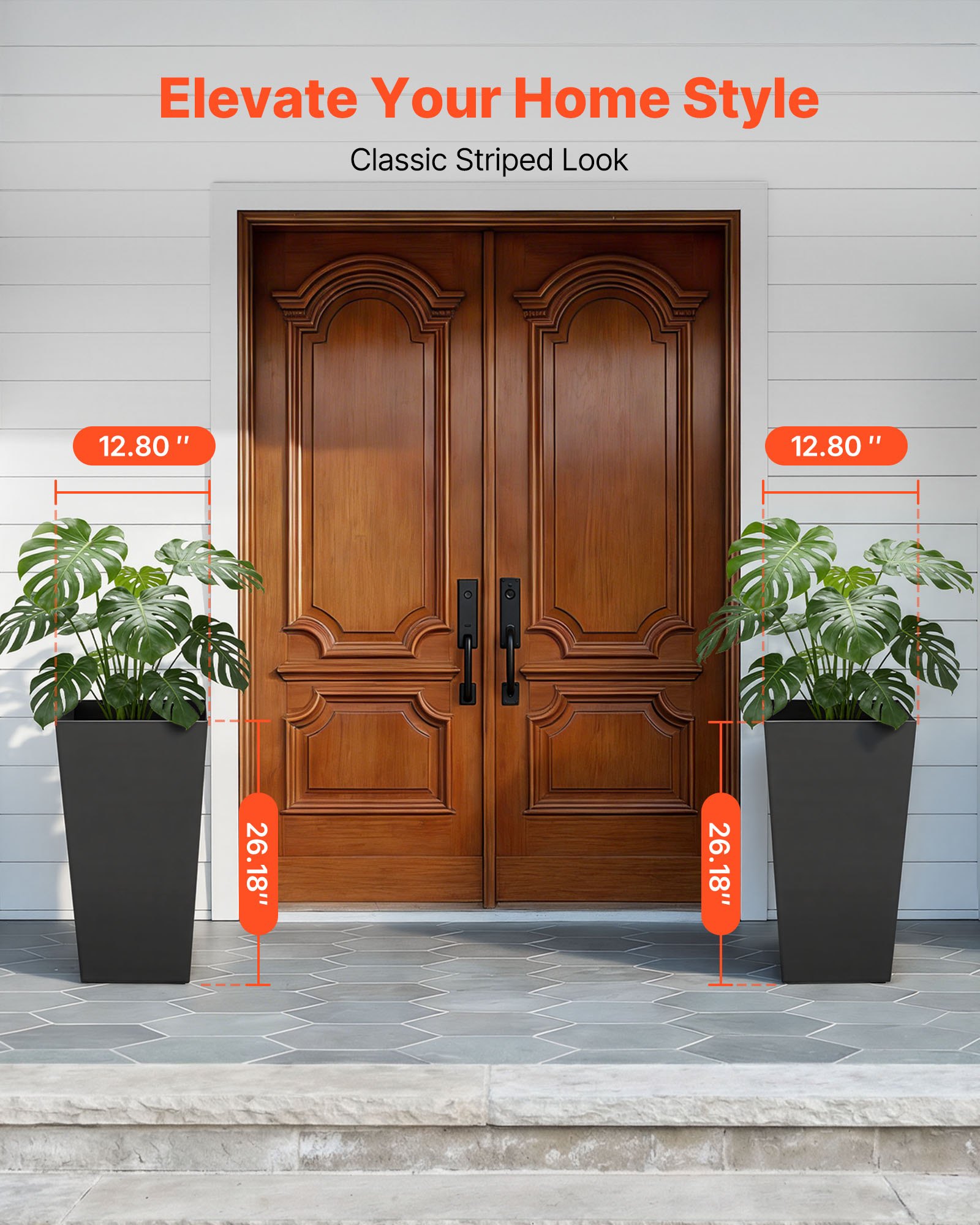 VEVOR Pflanztopf 325x325x665 mm 2er-Set, Hoher Blumentopf, Blumenkübel, PP-Pflanzgefäß, Planzkübel, Pflanzkasten mit Innentopf & Abflusslöchern, Geeignet für Zimmer- & Gartenpflanzen, Schwarz