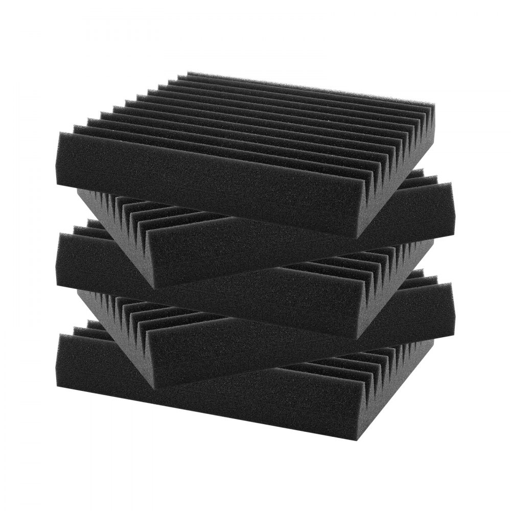 VEVOR Acoustic Foam Panels, Set of 50, 30x30x5cm, High-Density Soundproof Wall Panels, Acoustic Board, Acoustic Foam Mats for Studio Walls & Ceilings, Black