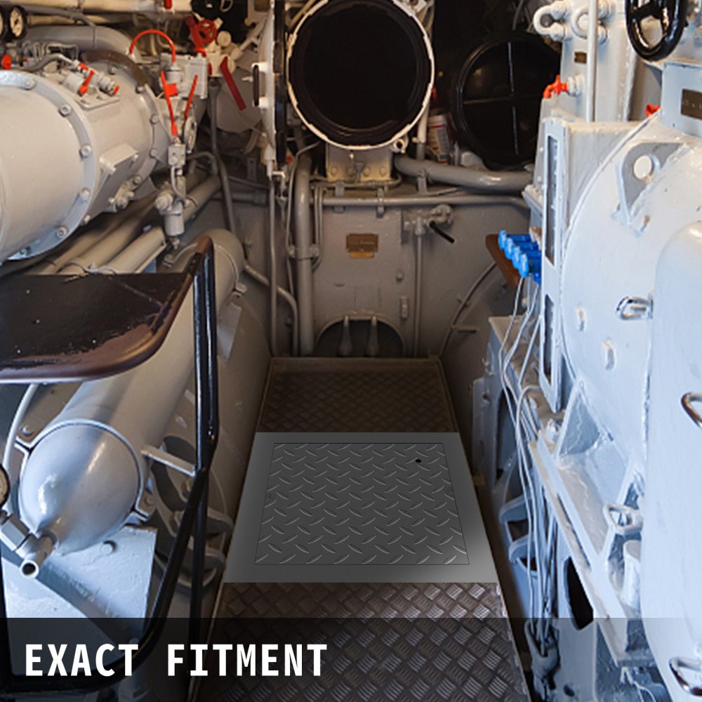 VEVOR Stahl Schachtabdeckung begehbar Silber Öffnungsgröße 30x30 cm, Schachtdeckel quadratisch eckig mit rahmen Gesamtrahmengröße 37x37 cm, Riffelblech hochwertig Pulverbeschichtete Stahlplatte