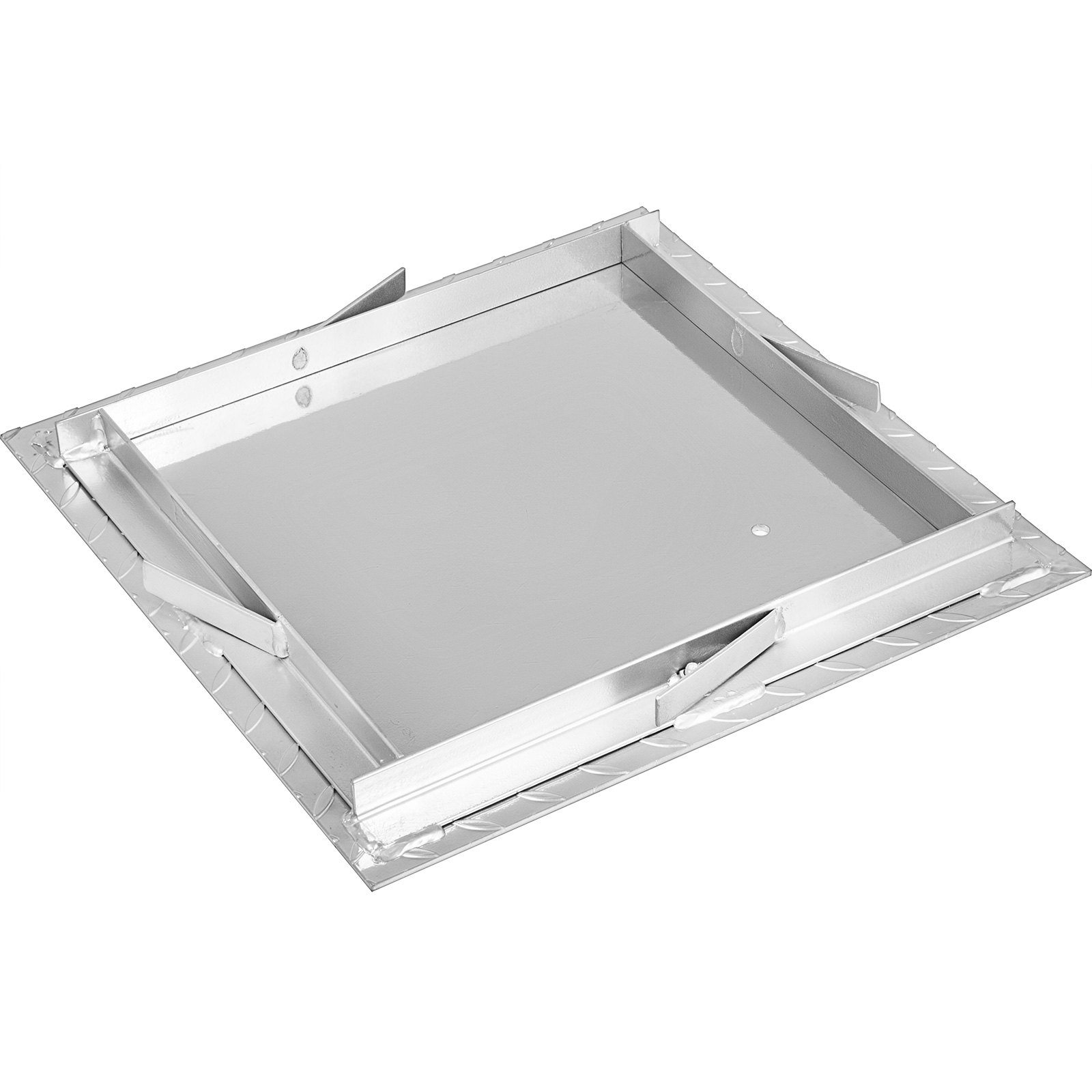 VEVOR 40x40 cm Stahl Schachtabdeckung begehbar Silber Öffnungsgröße, 47x47 cm Schachtdeckel quadratisch eckig mit rahmen Gesamtrahmengröße, Riffelblech hochwertig Pulverbeschichtete Stahlplatte
