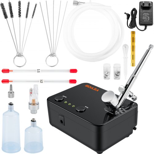 VEVOR Dual Action Airbrush Set mit Lackierpistole, 30 psi ± 15 % Luftkompressor 220 V Airbrushpistole Set für Make-up, Maniküre, Tätowierung, Malerei-Design, Kunsthandwerk, Lebensmitteldekoration