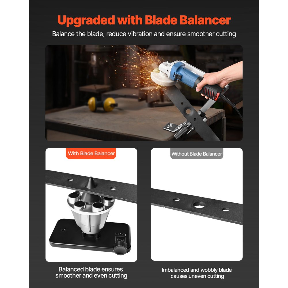 VEVOR Lawn Mower Blade Sharpener & Leveler, 15°-45° Blade Sharpener for Lawn Mowers with 4 Adapter Pins, Ball Bearings & 25 mm Enlarged Handle, for Use with Angle Grinders