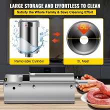 VEVOR Wurstfüller 5L Fleischwölfe Wurstmaschine Wurstfüllmaschine Horizontal Edelstahl Wurstspritze