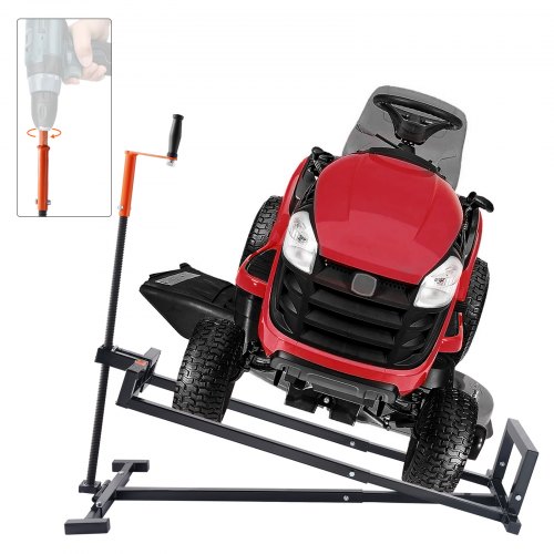 COSTWAY Aufsitzmäher-Hebebühne – Bis 225 Kg, Höhenverstellbar, Hydraulisch, Zusammenklappbar, Rot/schwarz