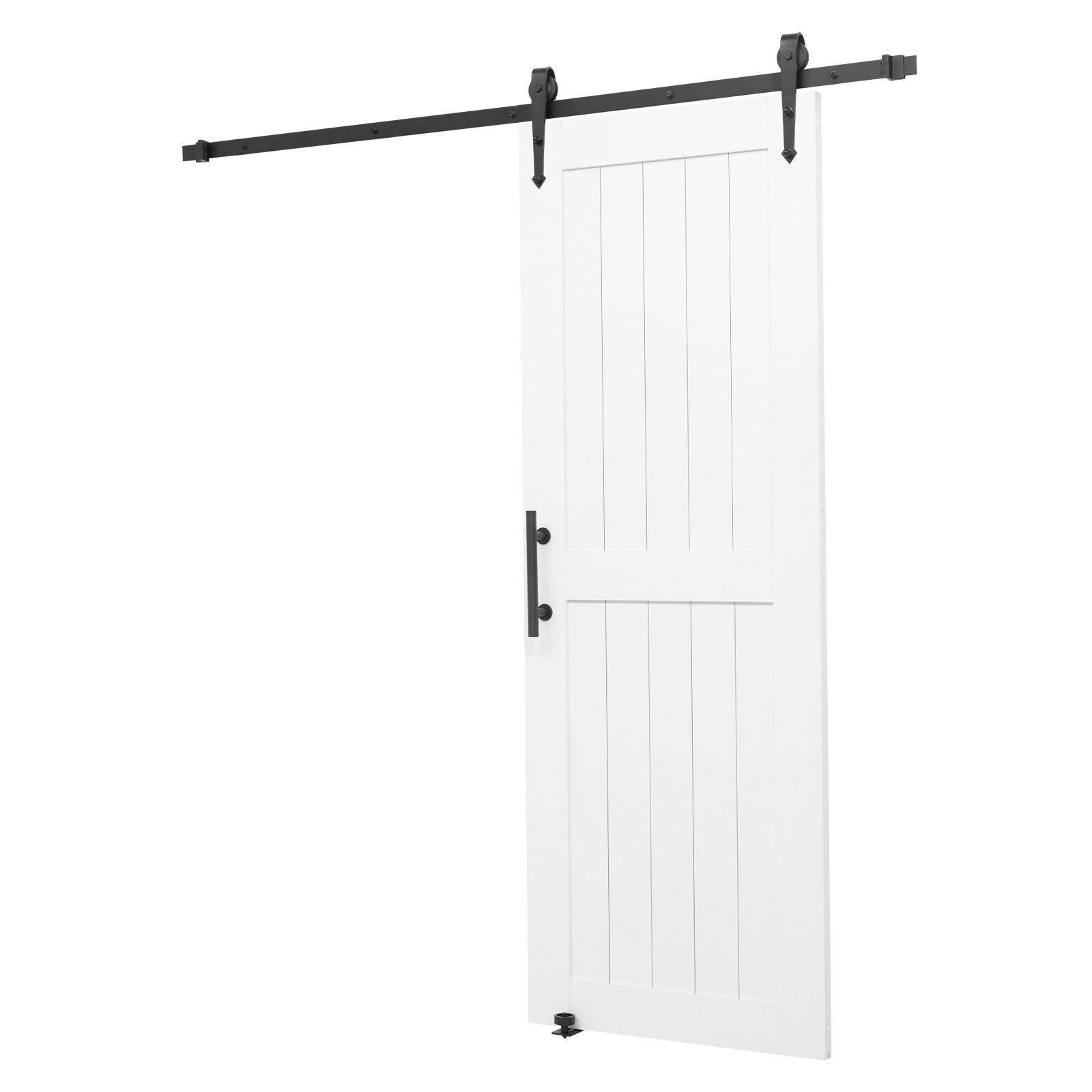 VEVOR Schiebetür im Scheunenstil Schiebetürsystem (914 x 2134 mm) aus hochfesten MDF-Platten, Scheunentor mit Hardware-Kit & wasserfester PVC-Oberfläche & H-Rahmen für Wohnzimmer Badezimmer Weiß