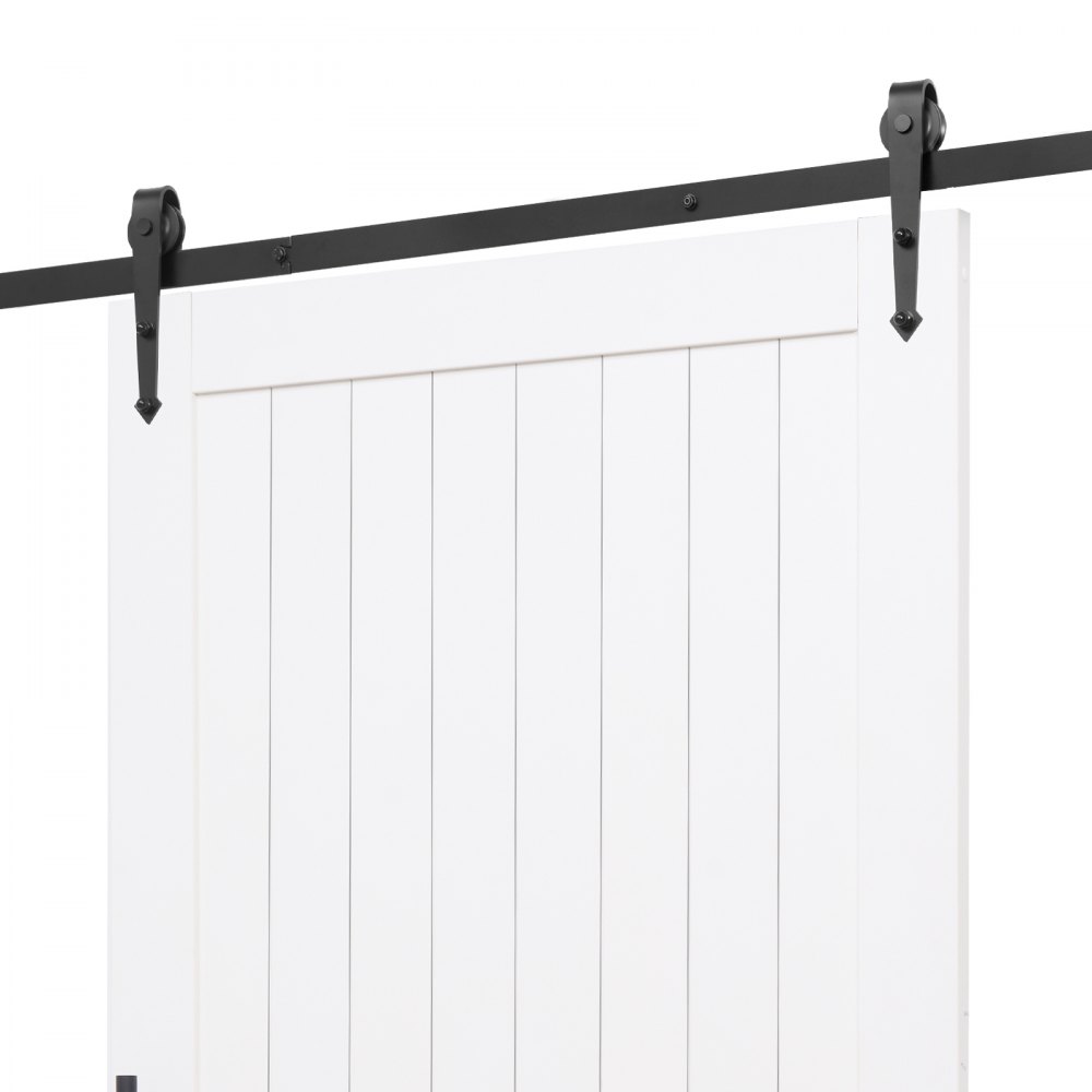 VEVOR Schiebetür im Scheunenstil Schiebetürsystem (1067 x 2134 mm) aus hochfesten MDF-Platten, Scheunentor mit Hardware-Kit & wasserfester PVC-Oberfläche & H-Rahmen für Wohnzimmer Badezimmer Weiß