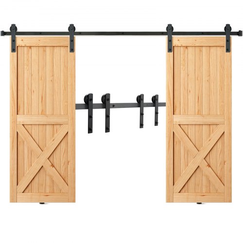 VEVOR 244cm Schiebetürbeschlag I-förmig Schiebetürsystem mit 2-teiligen Schienen 150kg Tragfähigkeit Laufschiene Ideal für Schiebetüren mit Türstärke von 32-45mm, Türbreite von 1,12-1,32m