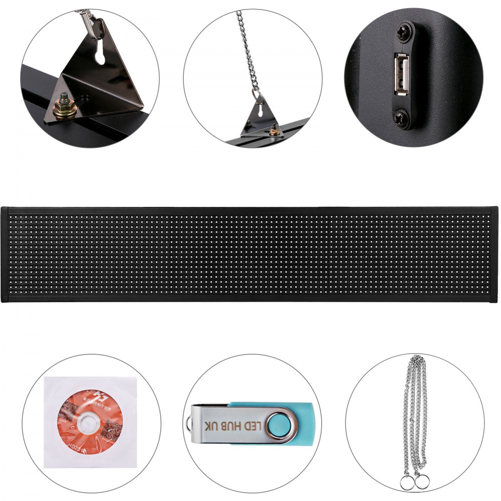 Vevor Led-laufschrift Lauftext Werbetafel 100x20cm Wifi Programmierbar Schild