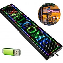 VEVOR 40 x 8 Zoll LED-Scrolling-Schild Farbe 10 mm LED-Leuchtschild LED digitales Abzeichen Scroll-Anzeigetafel Programmierbar Ladenschild Werbetafel