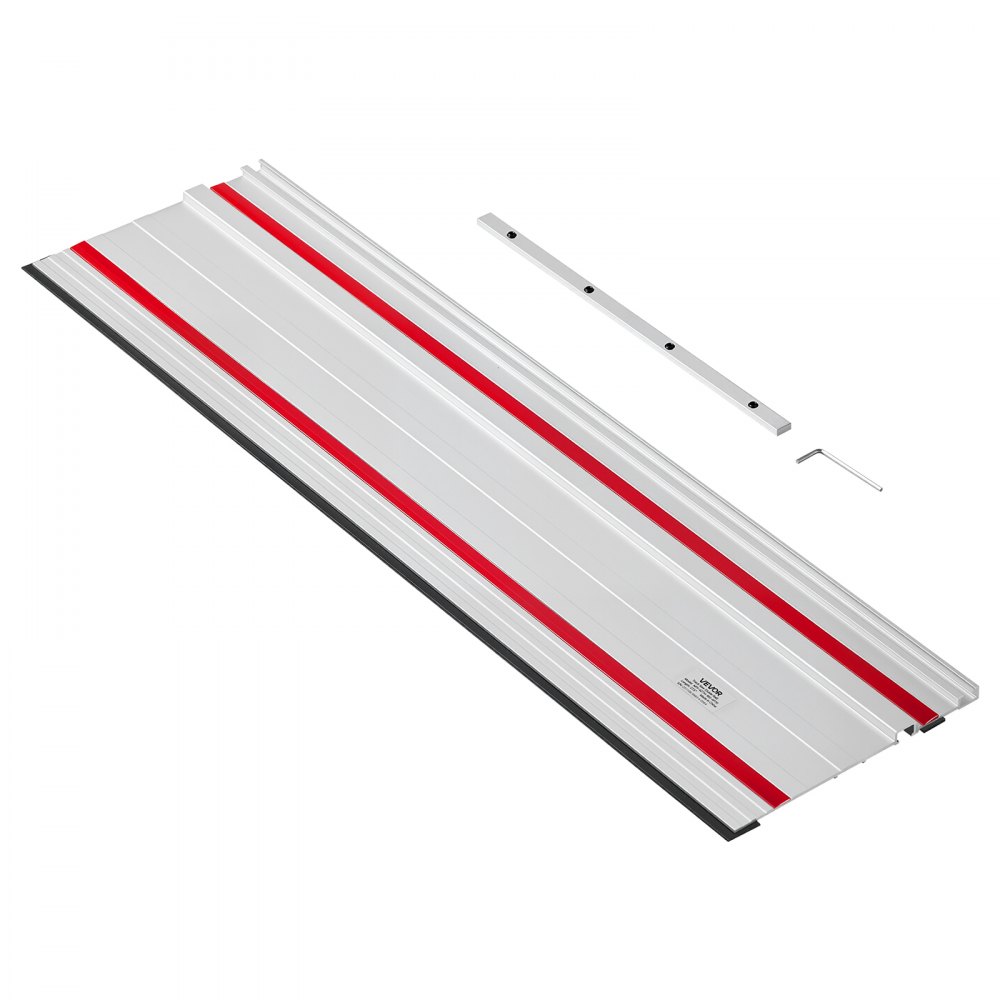 VEVOR Track Saw Guide Rail, 1397 mm Cutting Range, Kit Includes 2 x 698.5 mm Aluminum Extruded Guide Rails and 1 Connector, Compatible with Makita, Festool & WEN Track Saws, for Woodworking Projects