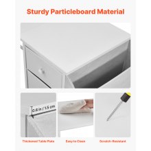 VEVOR Computertisch Bürotisch Schreibtisch (120 x 50 cm Tischplatte), moderner Arbeitstisch mit Stoffschubladen & 99 kg Tragkraft & Aufbewahrungshaken für Homeoffice Arbeitszimmer Wohnzimmer, Weiß