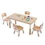 VEVOR Kindersitzgruppe Kindertisch, 4 Kinderstühle 1 Tisch Kindersitzgruppe aus PP, Kindertisch-Set Einstellbar 48,2-57,2 cm / 27-31 cm für Kinder, Mädchen, Spielzimmer Stabiles Kindermöbelset