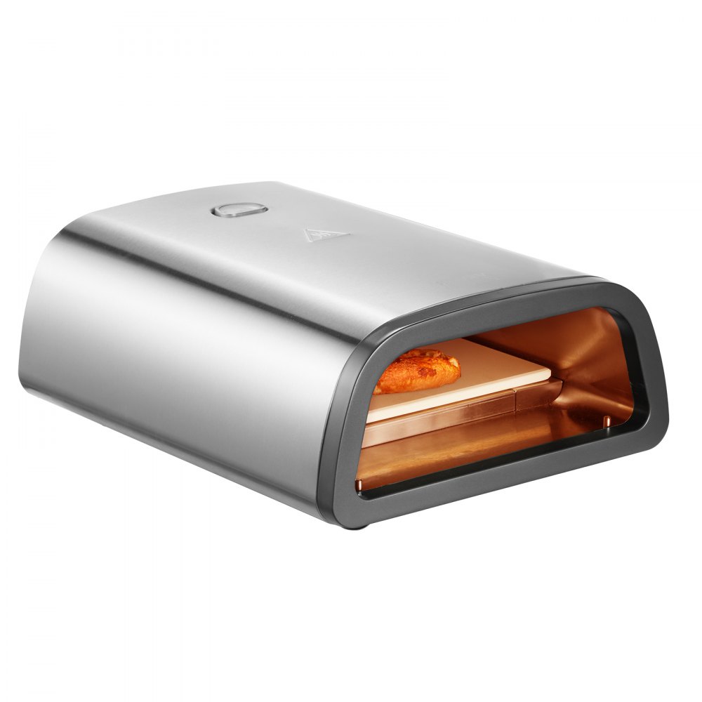 VEVOR elektrischer Pizzaofen Backofen 305 mm, Pizzamaker aus Edelstahl mit Pizzastein, Spatel, Doppelknopf, heizt bis zu 427 °C auf, Mehrzweck-Pizzaofen zum Backen von Brezeln im Restaurant zu Hause