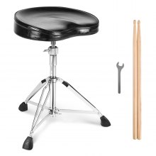 VEVOR Drumhocker, 540-670 mm höhenverstellbar, gepolsterter Schlagzeughocker mit Anti-Rutsch-Füßen, 5A Drumsticks, 227 kg maximale Gewichtskapazität, 360° drehbarer Drumstuhl für Schlagzeuger