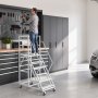 VEVOR 6-Stufige Rolltreppe Mobile Lagertreppe Lagerleiter 500kg Tragkraft, Rollleiter für Lager Fabrik Supermarkt & Bibliothek, Stahlkonstruktion, mit Handläufen, Rutschfesten Pedalen & Bremsrollen