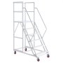 VEVOR 6-Stufige Rolltreppe Mobile Lagertreppe Lagerleiter 500kg Tragkraft, Rollleiter für Lager Fabrik Supermarkt & Bibliothek, Stahlkonstruktion, mit Handläufen, Rutschfesten Pedalen & Bremsrollen
