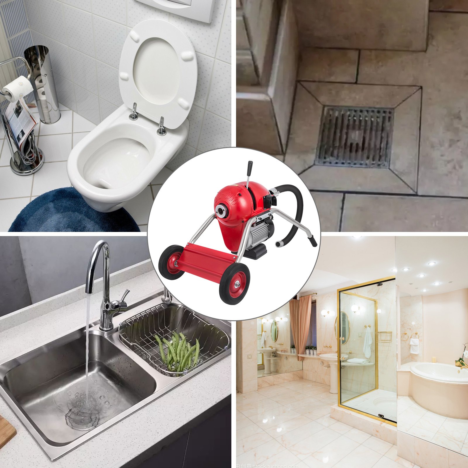 50-200mm Rohrreinigungsgerät 1100 Watt Rohrreinigungsmaschine 16mx30mm Spirale