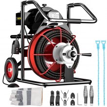 VEVOR Rohrreinigung 390W Rohrreinigungsgerät Spirale 15 mm x 13 mm kompakter elektrischer Abflussreiniger mit 8 auswechselbaren Messer